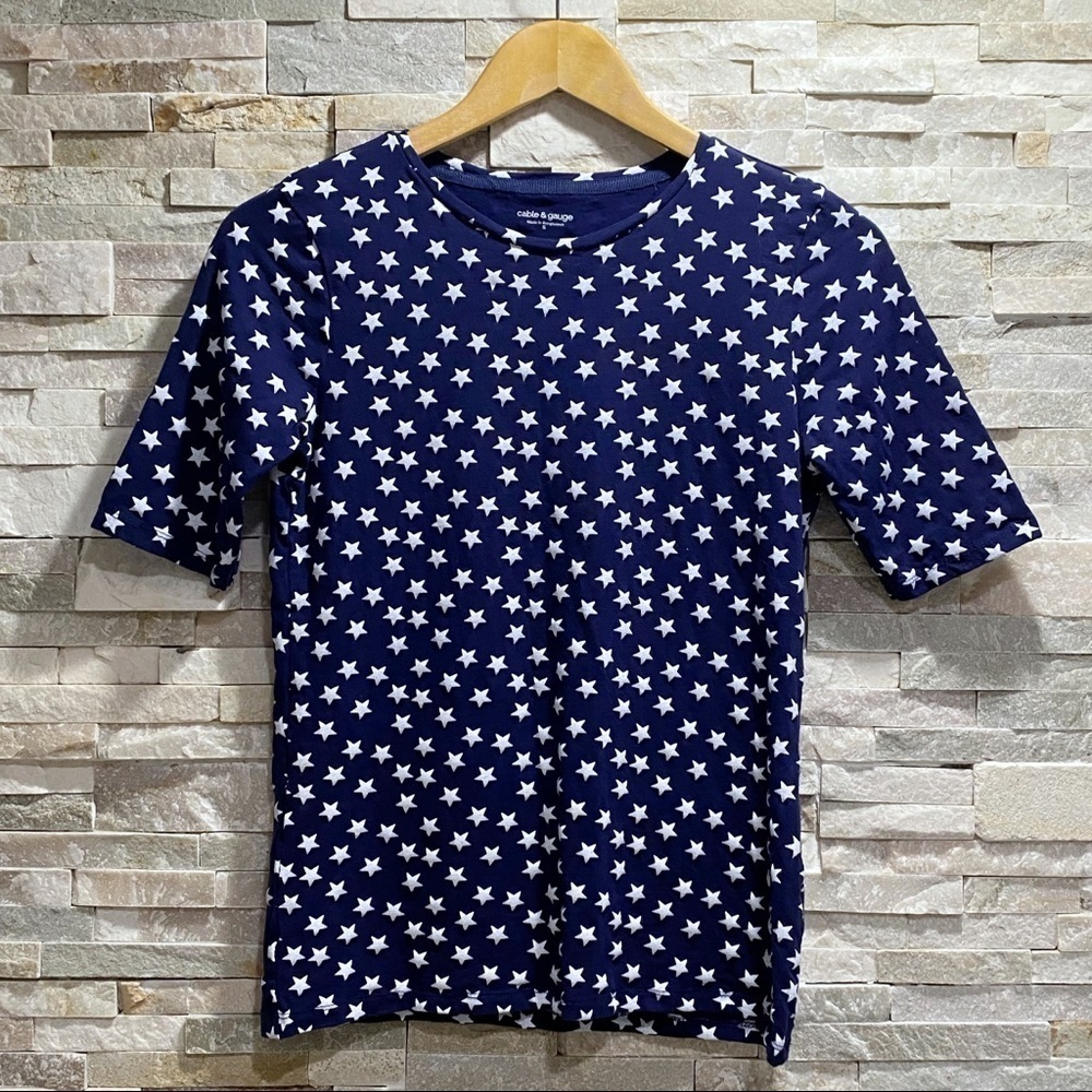 Cable & Gauge Blue/White Star Print Tee